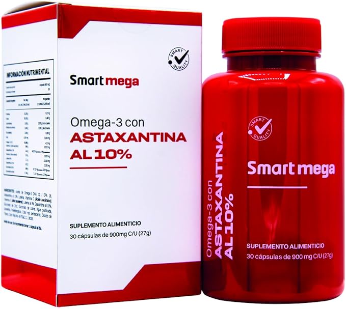 Smart Mega Omega 3 con Astaxantina al 10% 30 Cápsulas Suplemento Alimenticio