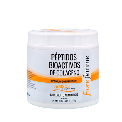 Péptidos Bioactivos de colágeno | 210g | Polvo de colágeno | Biotina + Ácido Hialuronico | Verisol